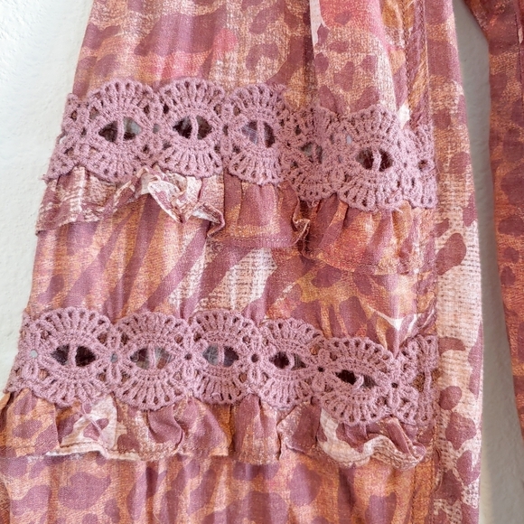 Pilcro Anthropologie Leopard Puff-Sleeved Blouse Sz S Boho Festival Gypsy Casual - Picture 5 of 9